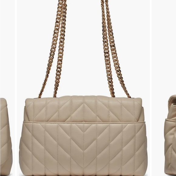 Karl Lagerfeld Quilted Cream Gold Shoulder Bag - Picture 4 of 5